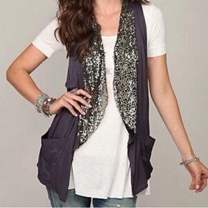 Free People Y2K Sequined Sleeveless Vest Size XS